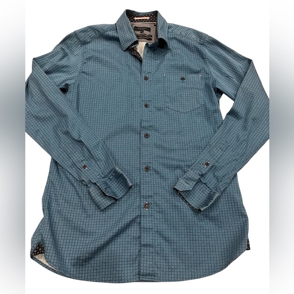 [3/M]Ted Baker Teal Patterned Stretch Shirt - Picture 1 of 6